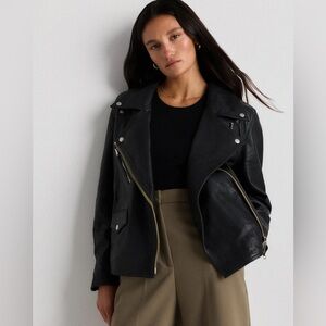 Quince 100% Leather Oversized Biker Jacket / Black / S